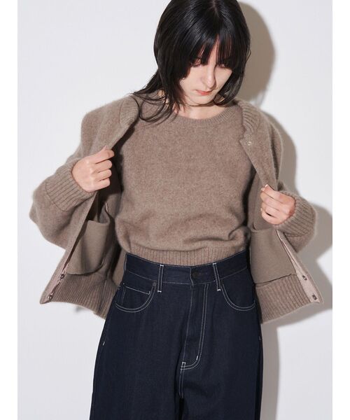 ELENDEEK カーディガン CNラクーンミックスブルゾン レディース