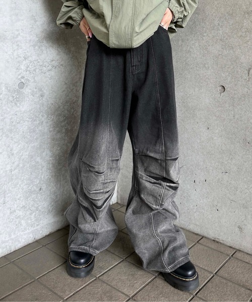「sedacle」 加工デニムパンツ MEDIUM ブラック メンズ