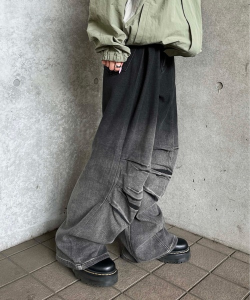 「sedacle」 加工デニムパンツ MEDIUM ブラック メンズ