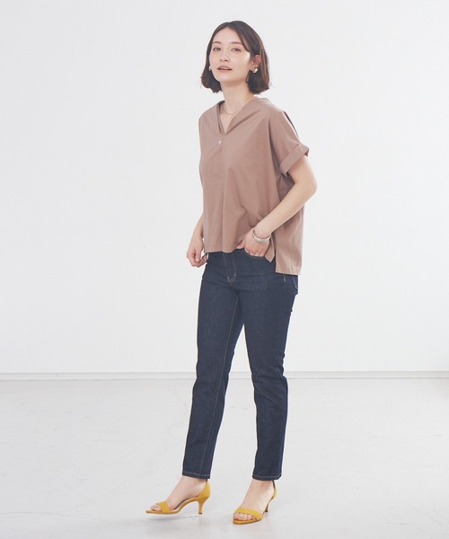 「abahouse mavie」 半袖カットソー フリー ブルー レディース_画像3