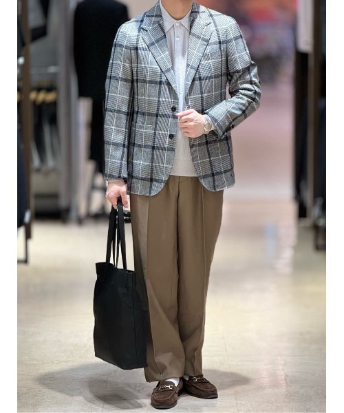 ジャケット テーラードジャケット GOOVI ウールソフトツイード ビッグ