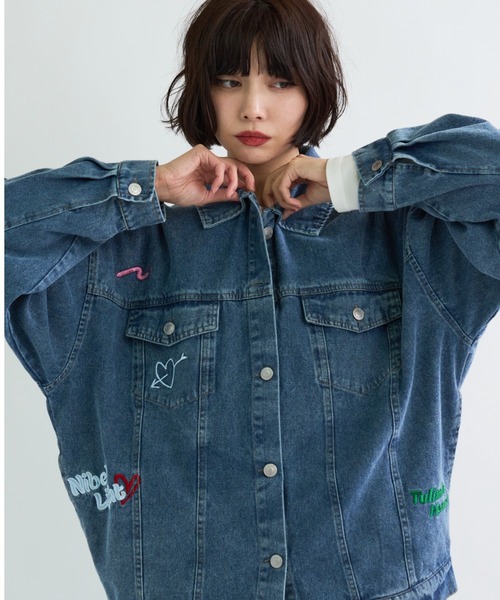 A.D.C.L. デニムジャケット gジャン ランダム刺繍ワッペン付き A.D.C.L. デニムジャケット gジャン ランダム刺繍ワッペン付き