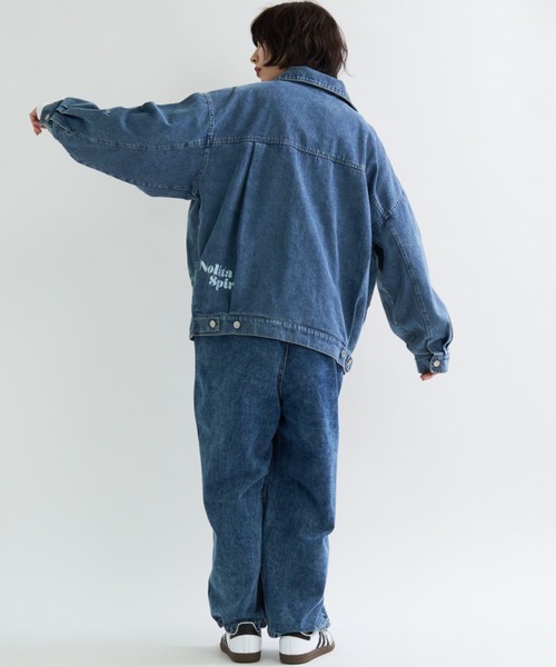 A.D.C.L. デニムジャケット gジャン ランダム刺繍ワッペン付き