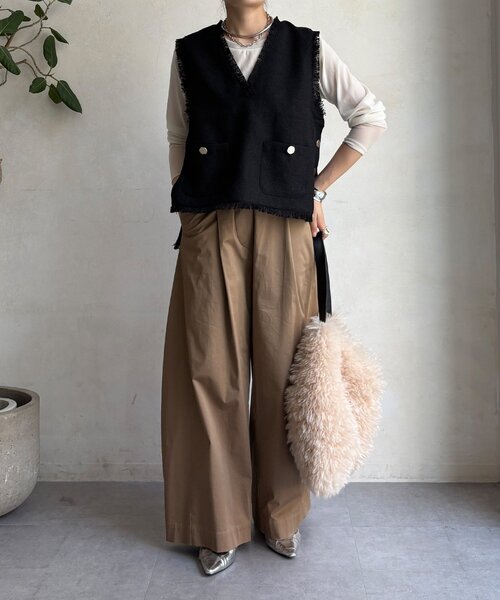 DouDou（ドゥドゥ） ベスト ジレ 「WEB限定」ライトツイードベスト