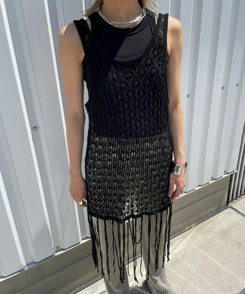 「AIC.」 ノースリーブニット FREE ブラック レディース_画像2