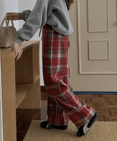 FAVORITO パンツ チェック柄裏起毛パンツ レディース : ZOZOTOWN Yahoo