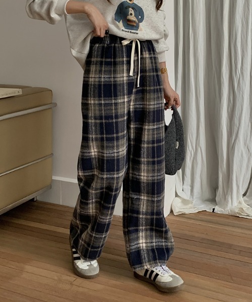 FAVORITO パンツ チェック柄裏起毛パンツ レディース : ZOZOTOWN Yahoo