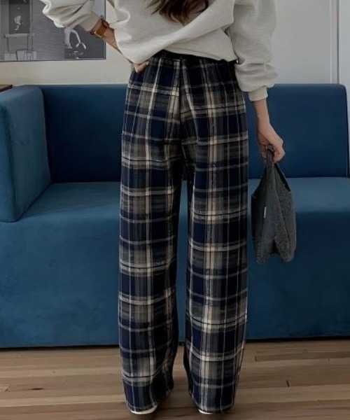 FAVORITO パンツ チェック柄裏起毛パンツ レディース : ZOZOTOWN Yahoo
