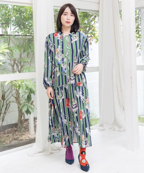 ScoLar（スカラー） ワンピース 153650：音楽orPOP柄ワンピース