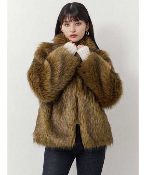 MURUA ラインジャガードコート MURUA（ムルーア） ステンカラーコート コート フェイクファーライン