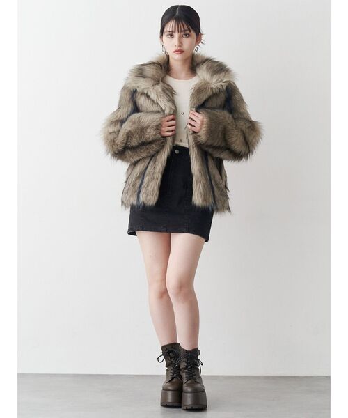 MURUA（ムルーア） ステンカラーコート コート フェイクファーライン