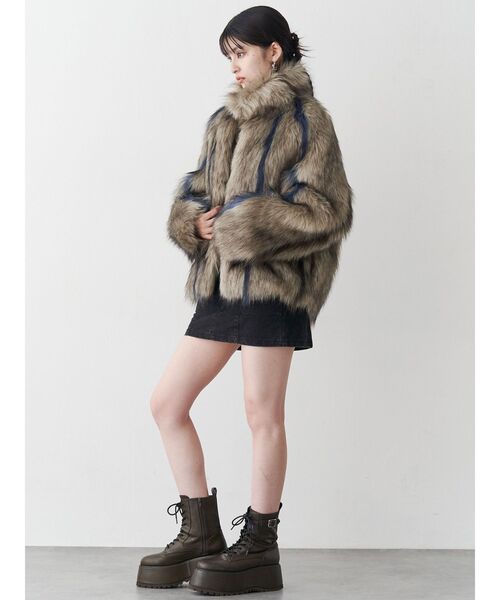 MURUA（ムルーア） ステンカラーコート コート フェイクファーライン