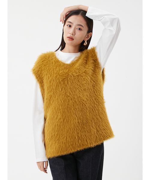 Mila Owen（ミラオーウェン） ベスト ジレ Vネックシャギーニット