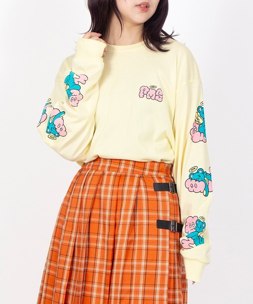 PUNYUS（プニュズ） tシャツ ベアスリーブプリントロンT レディース