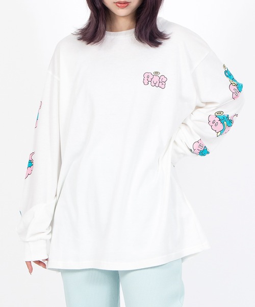 PUNYUS（プニュズ） tシャツ ベアスリーブプリントロンT レディース