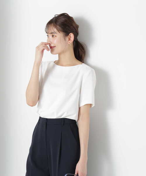 「NATURAL BEAUTY BASIC」 半袖ブラウス SMALL オフホワイト レディース_画像8