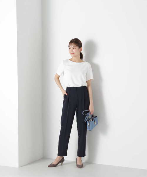 「NATURAL BEAUTY BASIC」 半袖ブラウス SMALL オフホワイト レディース_画像9