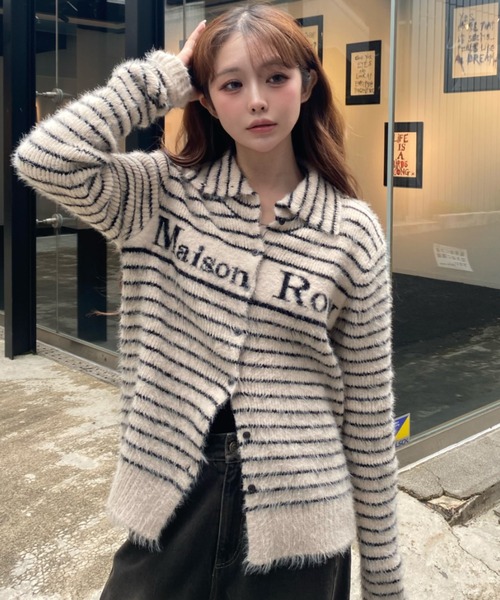 Ray Cassin（レイカズン） カーディガン シャギーロゴ釦カーディガン