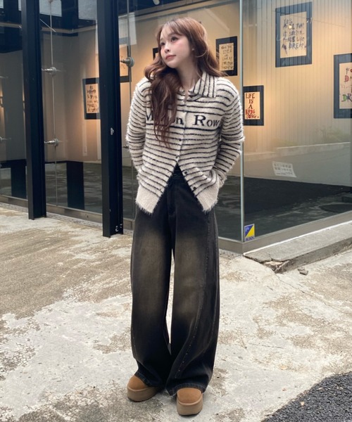 Ray Cassin（レイカズン） カーディガン シャギーロゴ釦カーディガン