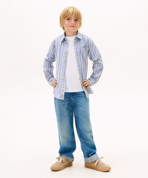 ブラウス シャツ BOYS フレックスストライプシャツ キッズ 子供服の画像