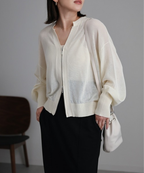 「ap retro」 ニットカーディガン FREE オフホワイト レディース_画像3