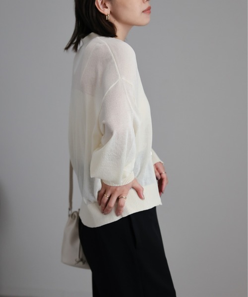 「ap retro」 ニットカーディガン FREE オフホワイト レディース_画像5