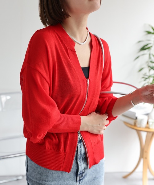 「ap retro」 ニットカーディガン FREE オフホワイト レディース_画像8