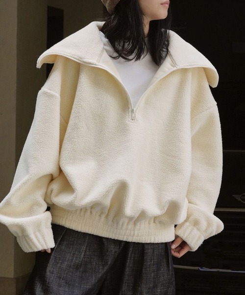 もこもこボアハーフジッププルオーバー レディース : ZOZOTOWN Yahoo