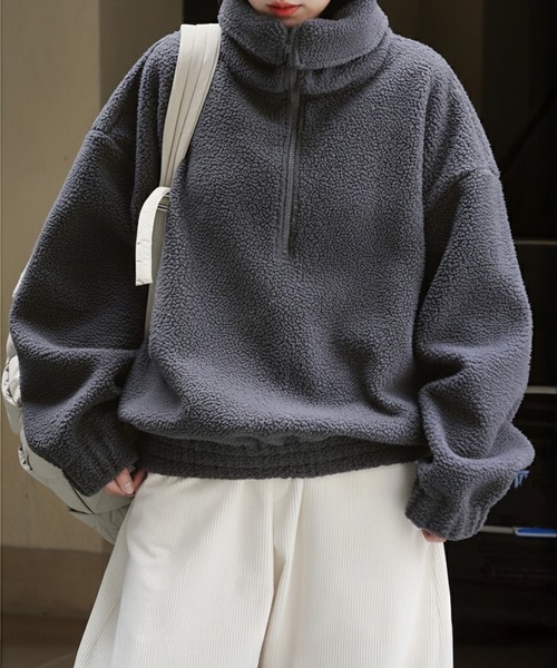 もこもこボアハーフジッププルオーバー レディース : ZOZOTOWN Yahoo