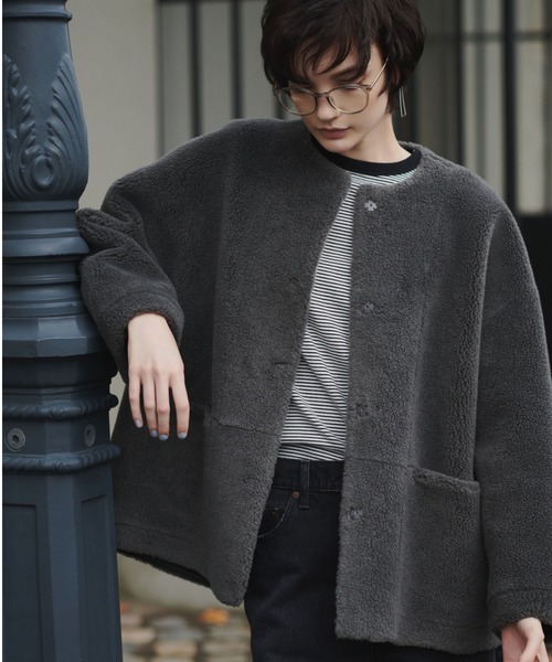 ミラオーウェン　ノーカラージャケット Mila Owen（ミラオーウェン） ノーカラージャケット 1 グレー