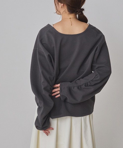 hunch（ハンチ） tシャツ ブークレ 深Vネック ボリュームスリーブ