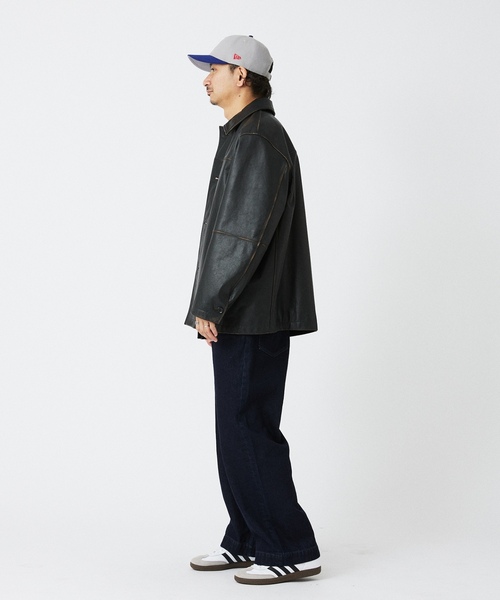 極美品 SKOOKUM レザージャケット レターマンジャケット ネイビー 極美