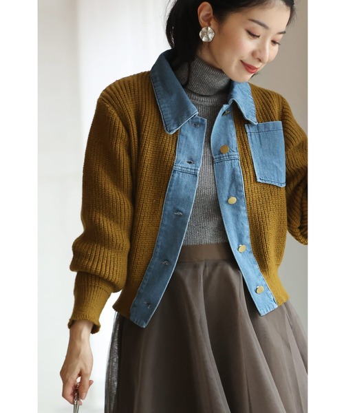 「CAWAII」 ニットカーディガン FREE マスタード レディース_画像3