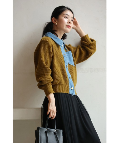 「CAWAII」 ニットカーディガン FREE マスタード レディース_画像9