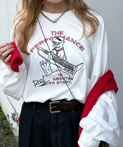 DOUBLE NAME（ダブルネーム） tシャツ セッションしたい恐竜刺しゅう