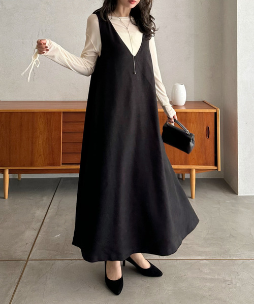 「Eclat one」 サロペットスカート FREE チャコール レディース_画像2