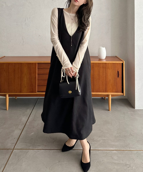 「Eclat one」 サロペットスカート FREE チャコール レディース_画像3