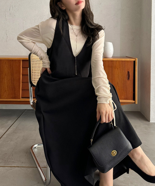 「Eclat one」 サロペットスカート FREE チャコール レディース_画像6