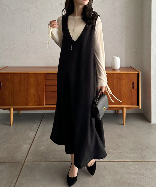 「Eclat one」 サロペットスカート FREE チャコール レディース_画像7