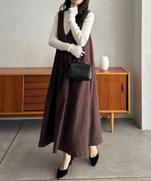 「Eclat one」 サロペットスカート FREE チャコール レディース_画像8