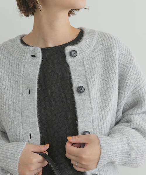 「F by ROSSO」 ニットカーディガン FREE ライトグレー レディース_画像3