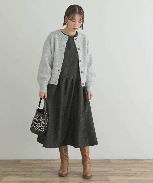 「F by ROSSO」 ニットカーディガン FREE ライトグレー レディース_画像6