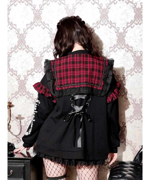 ♥HEYHEY セーラーカラーブルゾン チェック柄 オーバーサイズ♥ NOEMIE（ノエミー） ブルゾン アウター バックスピンドルチェック