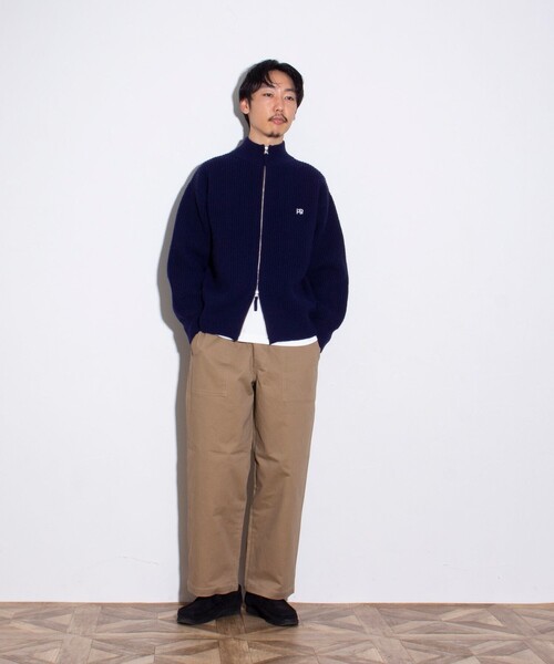 「GLOSTER」 ニットカーディガン S ネイビー メンズ_画像2