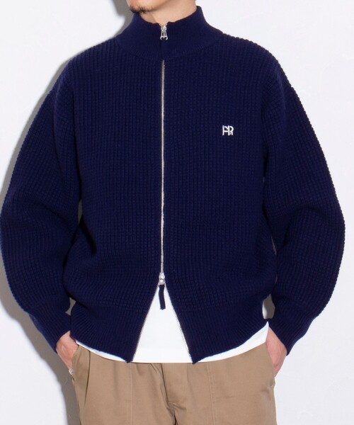 「GLOSTER」 ニットカーディガン S ネイビー メンズ_画像4