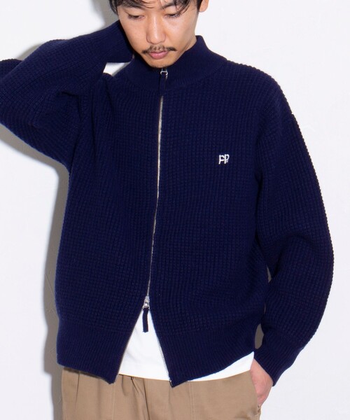 「GLOSTER」 ニットカーディガン S ネイビー メンズ_画像5