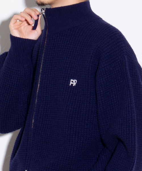 「GLOSTER」 ニットカーディガン S ネイビー メンズ_画像6