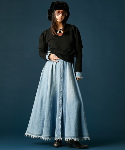 「GEVS.」 長袖ワンピース LL ブルー レディース_画像7