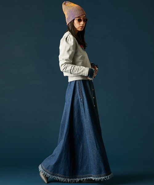 「GEVS.」 長袖ワンピース LL ブルー レディース_画像9