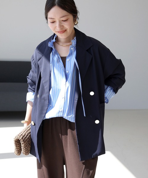 Aletta vita ブラウス シャツ フリルカラーストライプ2WAYブラウス